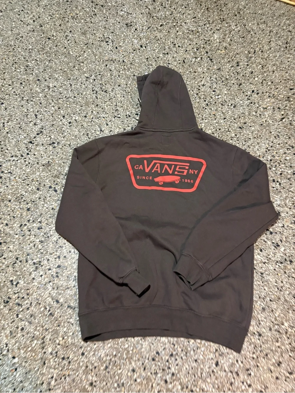 Brown Vans hoodie with red accents Men's Size Medium
